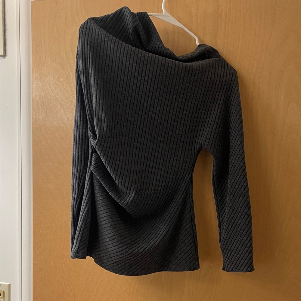 Zara Black Off-the-Shoulder Ribbed Sweater